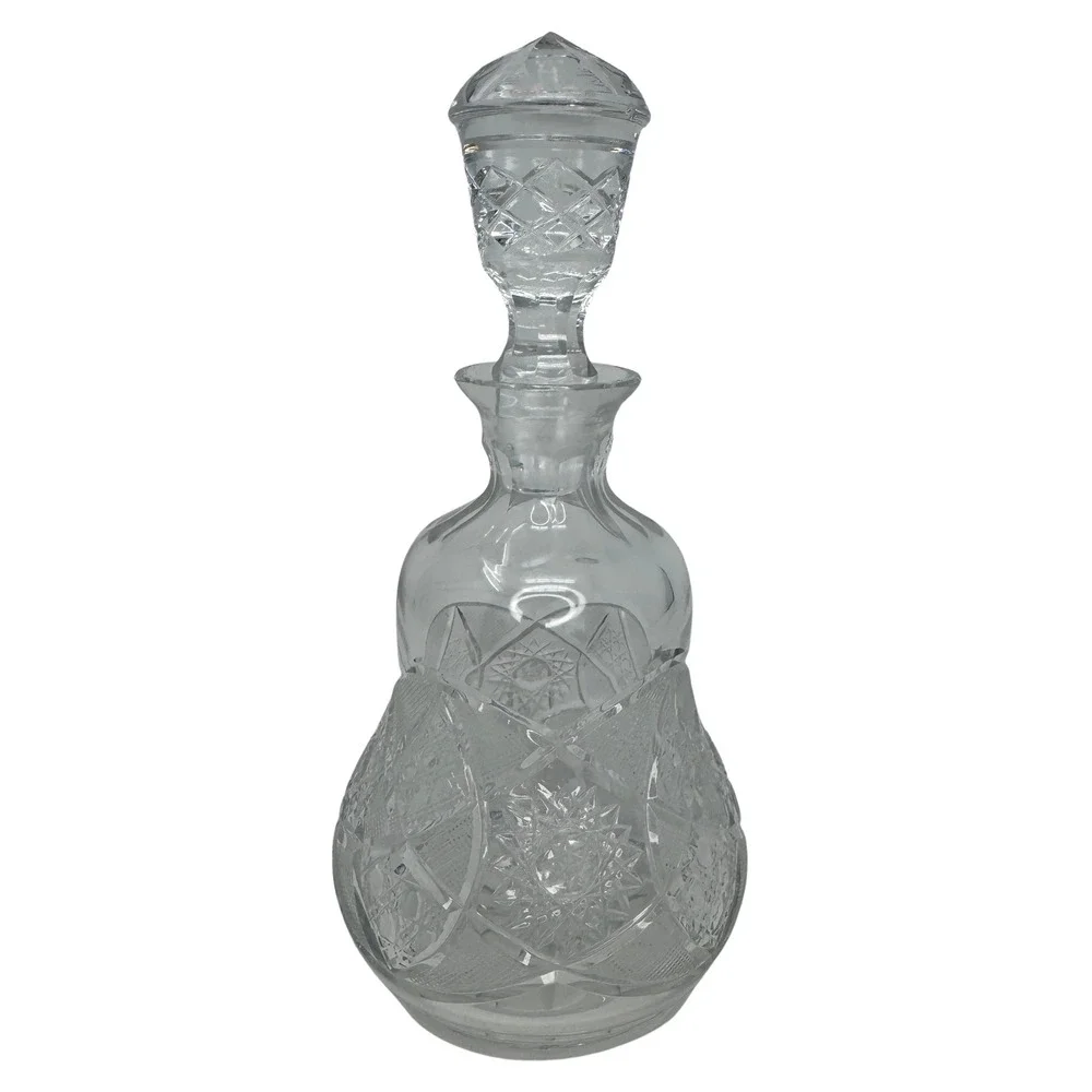 Vintage Cut Glass Crystal Decanter w Stopper 10